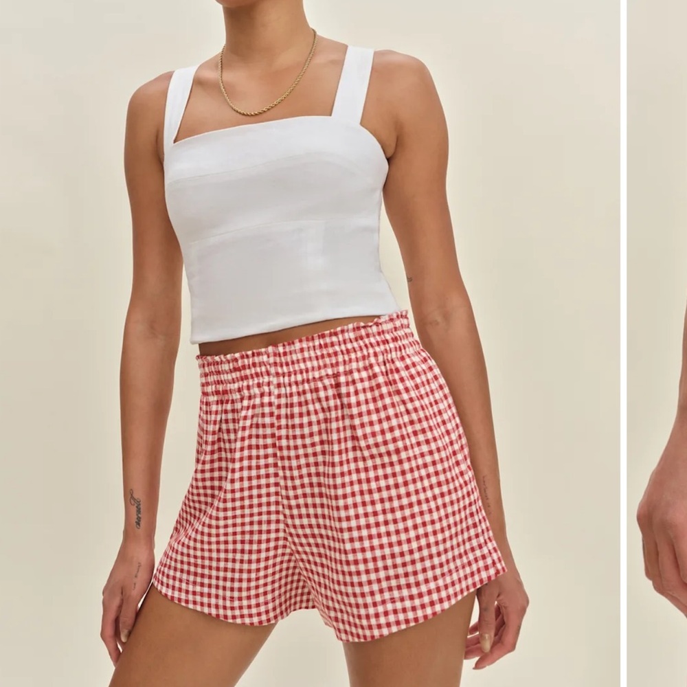 Reformation Mila Linen Short Red - Size M